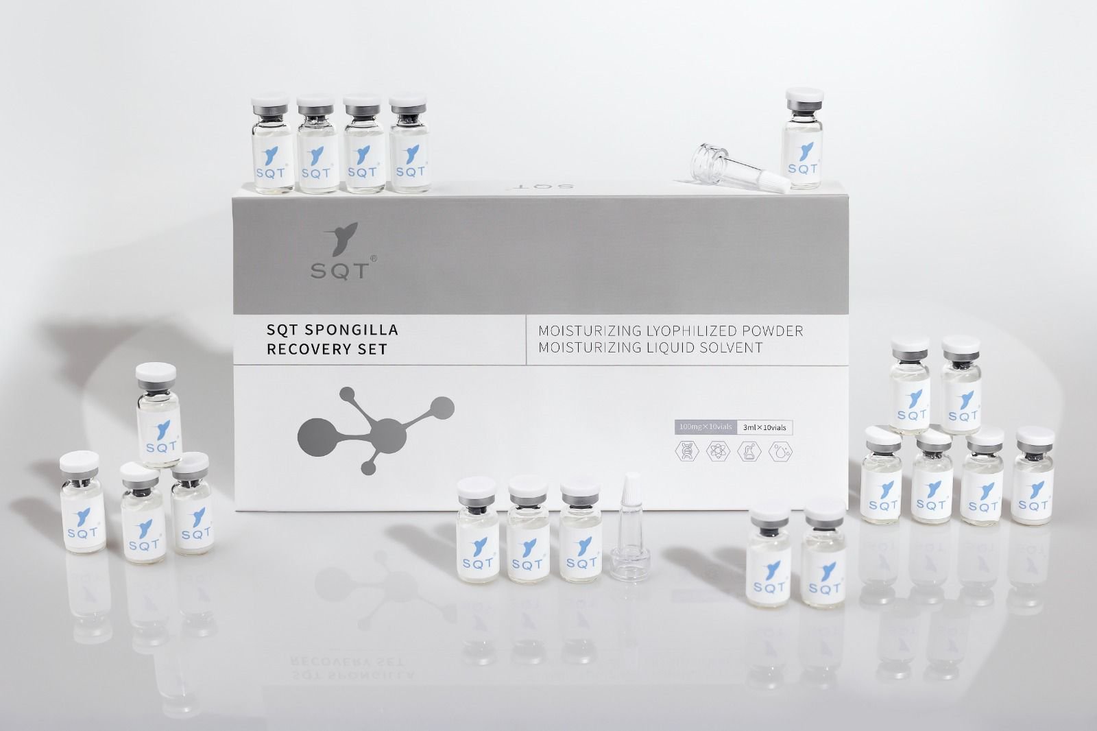 SQT Spongilla Recovery Set with moisturizing lyophilized powder and moisturizing liquid solvent vials